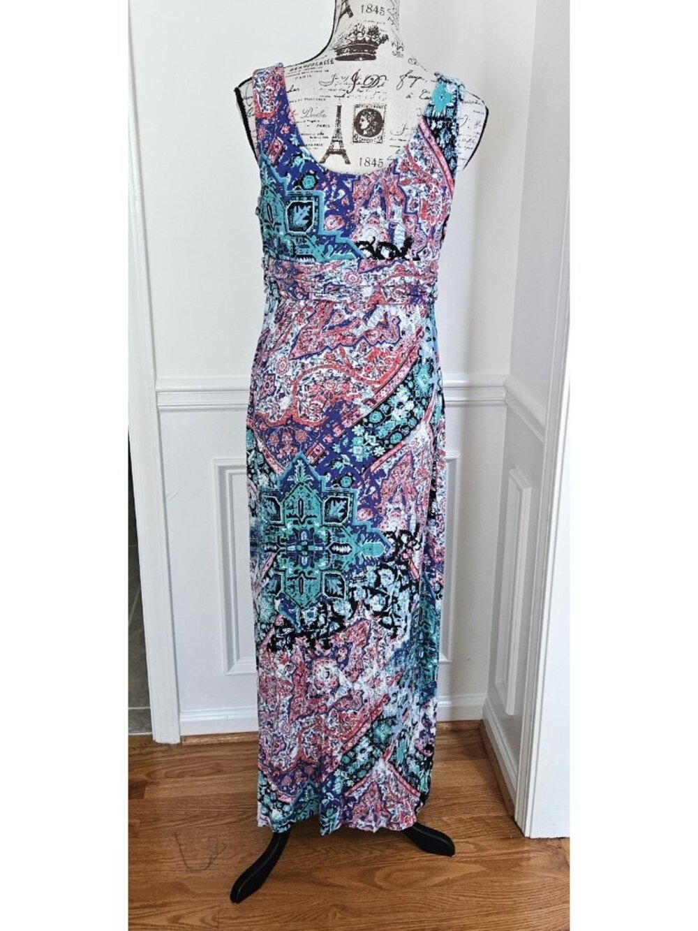 Soma Teal Pink Purple Patchwork Maxi Dress - Picture 3 of 5